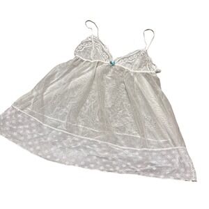 Victorias Secret Angels Babydoll Nightie Chemise White Lace Sheer Size M